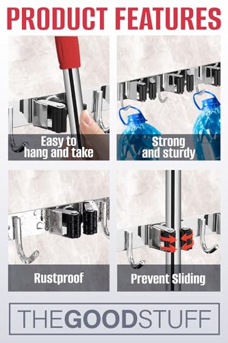 Mop and Broom Holder - Clear Cleaning Clutter and Reclaim Your Space - size: Standard