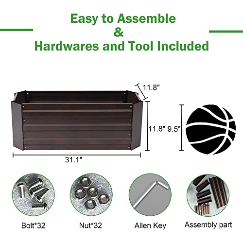 LuxenHome Galvanized Raised Garden Bed Kit, 32"