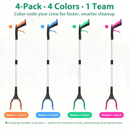 4 Pack 32 Inch Grabber Reacher Tool, Heavy Duty Trash Grabber Tool - size: 32-Inch (Pack of 4)