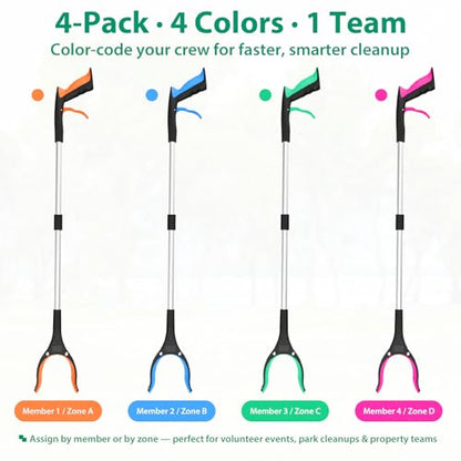 4 Pack 32 Inch Grabber Reacher Tool, Heavy Duty Trash Grabber Tool - size: 32-Inch (Pack of 4)