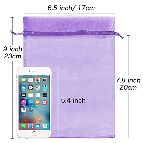 HRX Package 100pcs Mesh Organza Bags 6x9 in for Gift Giving, Large (Purple) - color: purple