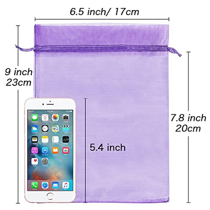 HRX Package 100pcs Mesh Organza Bags 6x9 in for Gift Giving, Large (Purple) - color: purple