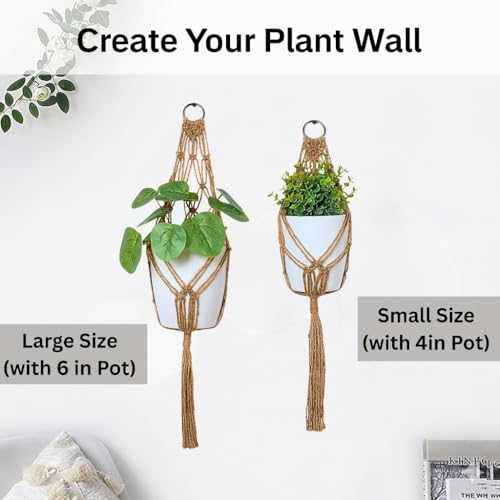 2 Packs Macrame Plant Hanger with Self-Watering Pots (6 inch) - size: Large