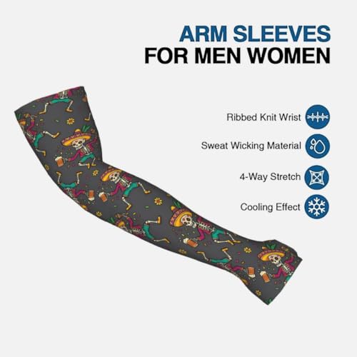 FREEHOTU Gardening Arm Sleeves for Women Men - color: Beer Mexican Skull Skeleton