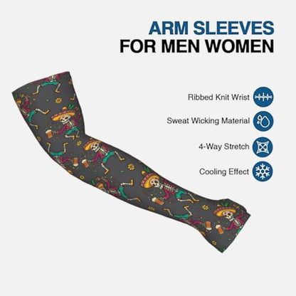 FREEHOTU Gardening Arm Sleeves for Women Men - color: Beer Mexican Skull Skeleton