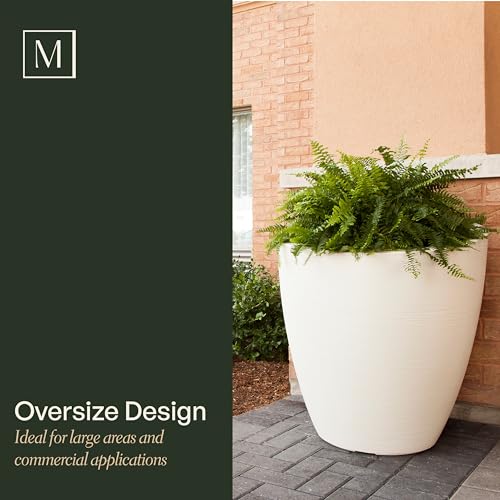 Mayne Modesto 30in Round Modern Planter, Neptune Blue - color: Neptune Blue, size: 30 Inch