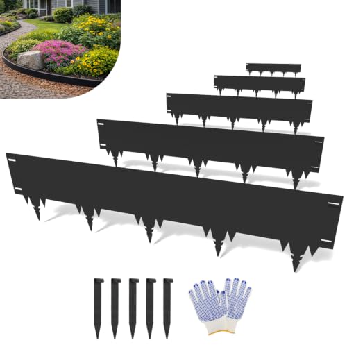 20.8FT Metal Landscape Edging, 5-Pack 50"L x 9"H Rust-Proof Border - color: 9In Tall, size: 5 Pack