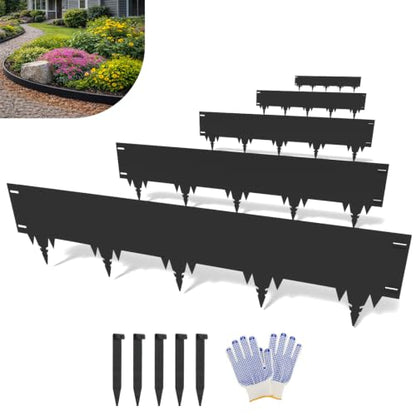 20.8FT Metal Landscape Edging, 5-Pack 50"L x 9"H Rust-Proof Border - color: 9In Tall, size: 5 Pack