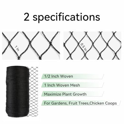 Bird Netting 50x100 FT 1 Inch Mesh Heavy Duty Woven Mesh Netting - size: 50x100Ft-01"