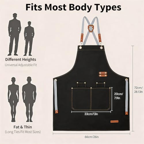 KTMOUW 2 Pack Chef Apron for Men Women with Large Pockets, Adjustable Apron - color: Black