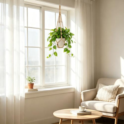 Mkono Macrame Plant Hanger Indoor, 29 Inch Hanging Planter Holder Brown - color: Brown