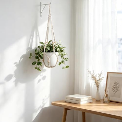 Mkono Macrame Plant Hanger Indoor, 29 Inch Hanging Planter Holder Ivory - color: Ivory