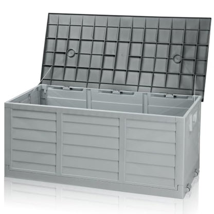 VINGLI 75 Gallon Collapsible Outdoor Storage Box, Grey - color: Grey