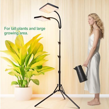 FRGROW 2026 2Head Grow Light with Stand for Indoor Large and Tall Plants - size: 2 Head-Stand