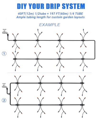 40FT Main tube1/2 Drip Irrigation System Kit with 40 Adjustable Nozzles - size: Drip 40 Nozzles+237FT All Quick-connect