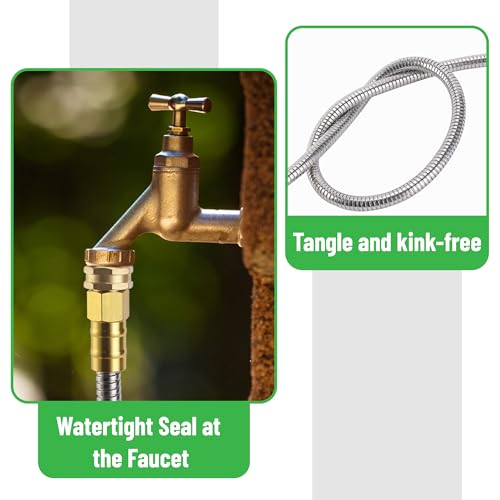 UNCO- Stainless Steel Metal Hose, 4 Feet, No Kink, Short Garden Hose Metal - color: Silver, size: 4 ft