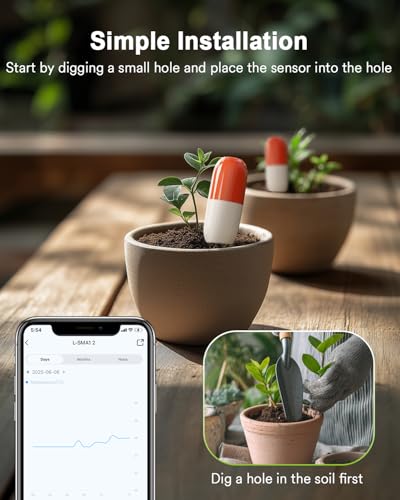 Lumary Wireless WiFi Moisture & Temperature Soil Meter, IP67, No Need Hub