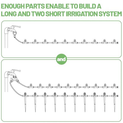 Riboud 165FT Drip Irrigation Kit, Quick-Connect Garden Watering System with 30 Adjustable Misting Nozzles for Garden Greenhouse, Hanging Plants, Raised Beds - size: 165FT