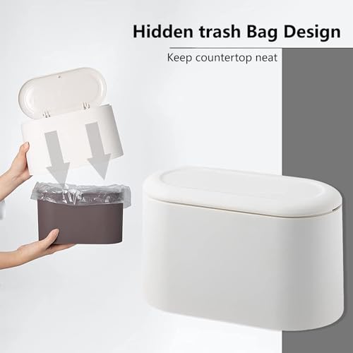 SUBEKYU Mini Trash Can with Lid,Small Desk Garbage Can,White 0.5 Gal - color: White 0.5 Gal with Lid