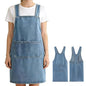 Denim Cross Back Aprons for Women with Front Pockets - color: Light Blue