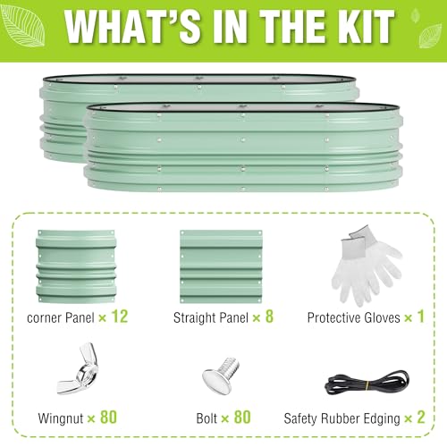 WORKPRO 2PK 4x2x1ft Galvanized Raised Garden Bed Set - color: Light Green, size: 4x2x1ft(2PK)