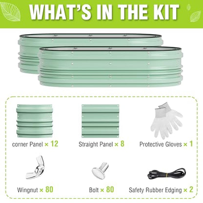 WORKPRO 2PK 4x2x1ft Galvanized Raised Garden Bed Set - color: Light Green, size: 4x2x1ft(2PK)