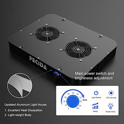 FECiDA Dimmable LED Grow Tent Light for 2x4 3x3 ft Coverage - size: 260 Watt