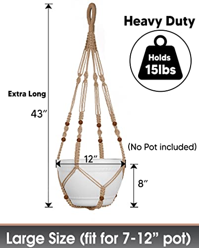 Macrame Plant Hanger Large for 12 inch Pot, Large Plant Hanger - color: Brown