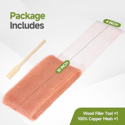 5th Gen Copper Mesh Rodent Control Set, 4in x 30ft Premium Pure Copper Wool - size: 30FT