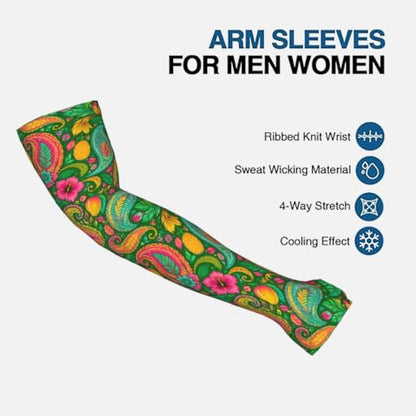 FREEHOTU Gardening Arm Sleeves for Women Men - color: Green Tropical Paisley Floral