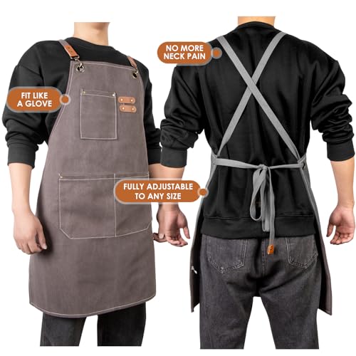 Woodworking Apron Heavy Wax Canvas Work Apron - color: Dark Gray