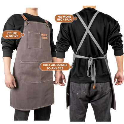 Woodworking Apron Heavy Wax Canvas Work Apron - color: Dark Gray