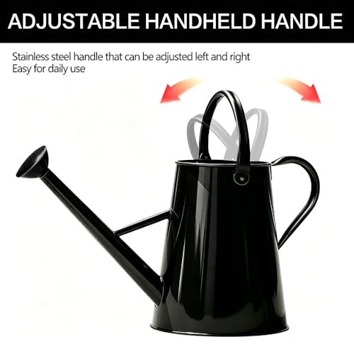 1.5 Gallon Metal Watering Can for Outdoor Plants, Large Watering Can, Black - color: Black