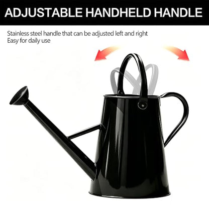 1.5 Gallon Metal Watering Can for Outdoor Plants, Large Watering Can, Black - color: Black