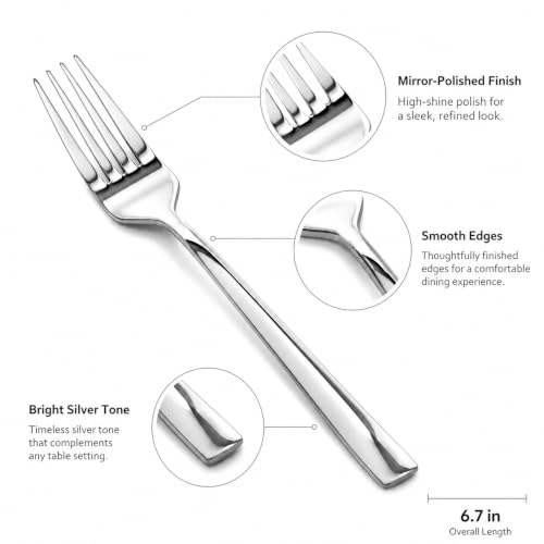 SANTUO 8-Piece Salad Fork Set, Stainless Steel Small Forks, Mirror Polished Dishwasher Safe Dessert Forks for Salad, Fruit, Cake, Snacks and Appetizers - size: 6.5 Inches Dinner Fork 8pcs