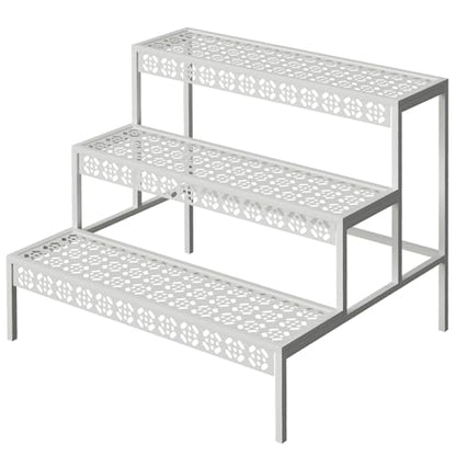 aboxoo 3-Tier Rectangular Metal Plant Stand, Ladder Flower Pot Rack - color: White, size: 27.5"L x 23.6"W x 23.6"H