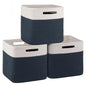 OIAHOMY Storage Cubes 11 Inch Storage Bins 3-Pack Square Baskets Blue - color: White & Blue