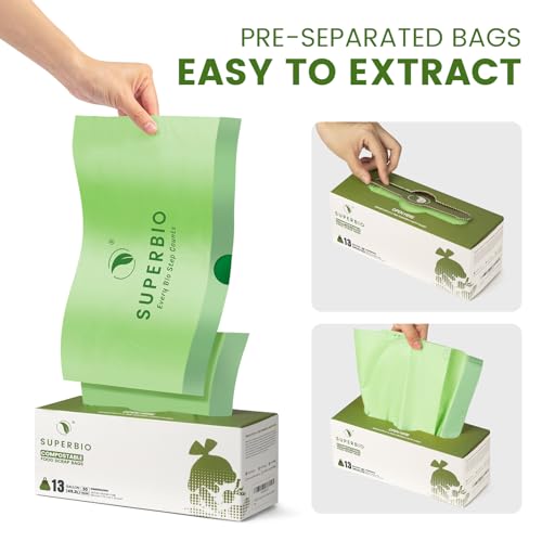 SUPERBIO 13 Gallon Compostable Drawstring Kitchen Waste Bag, 30 Count - style: 13 gallon,30 count