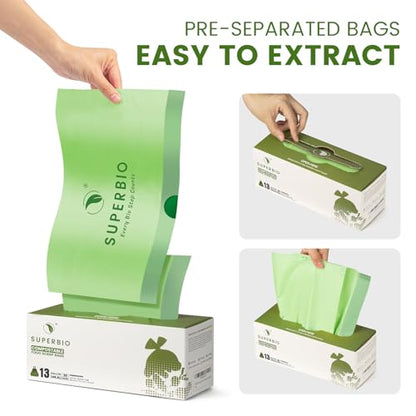 SUPERBIO 13 Gallon Compostable Drawstring Kitchen Waste Bag, 30 Count - style: 13 gallon,30 count