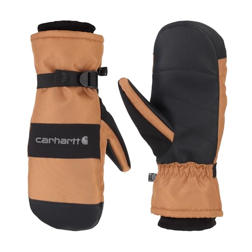 Carhartt Men's Waterproof Insulated Knit Cuff Mitten - color: Brown/Black, size: Large