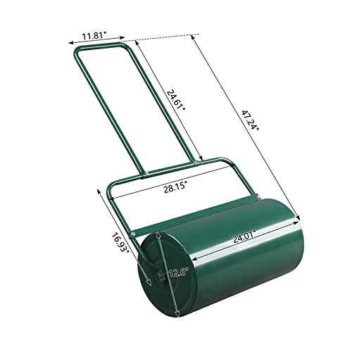 VINGLI 24 Inch Lawn Roller Water Filled Pull Behind Garden Drum Roller Push/Tow Behind, Water/Sand Filled for Garden, Lawn, Backyard, Green - color: Green, size: 24 inch