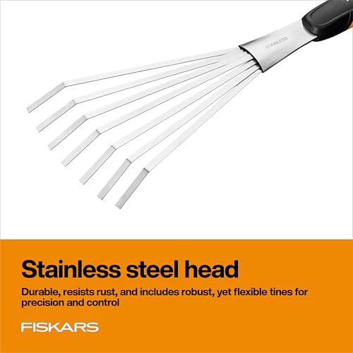 Fiskars Xact Hand Rake, Ergonomic Handle for Heavy Duty Gardening - size: Rake