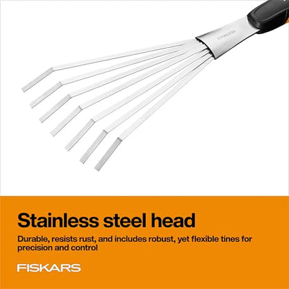 Fiskars Xact Hand Rake, Ergonomic Handle for Heavy Duty Gardening - size: Rake
