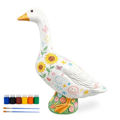 23 Inch Large White Blank Porch Goose Statue - PE Plastic Outdoor Goose Decor for Lawn, Yard, & Garden Decoration, Unique Housewarming Birthday Graduation Gifts for Women Mom Grandma - color: Blank Goose