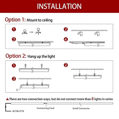 Grow Light for Plant, T8, 2FT, 192W, Full Spectrum, 8 Pack, Linkable - size: 2FT-24W
