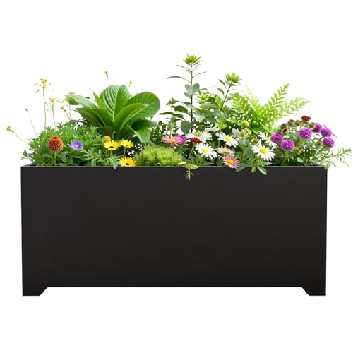 36" Black Long Box Planter with Legs, Large Rectangular Planter for Outdoor - color: Black, size: 36" L x 15" W x 15" H