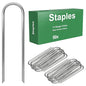 AAGUT U Shaped Garden Stakes 6 Inch, Galvanized Landscape Staples for Tube - size: 6" x 50 Pcs