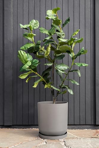 Veradek Mason Series Lima Planter & Drip Tray - Large Round Outdoor Planter - color: Gray, size: 20 inches - 2 Pack with Saucers