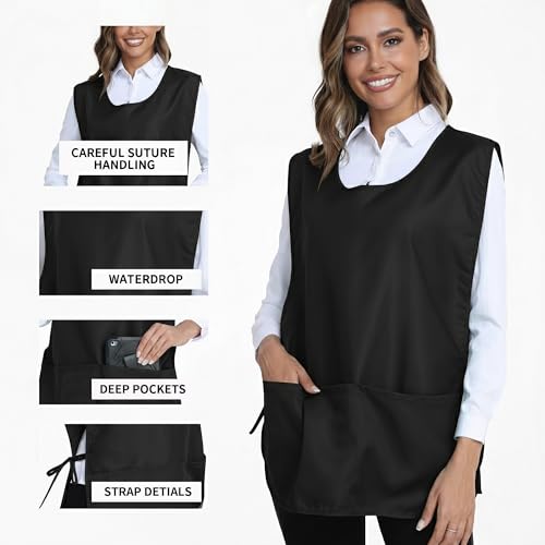 Xeoxarel Unisex Cobbler Apron with 3 Deep Pockets, Smock Vest Apron - color: 7 Pack - Cobbler Apron Black