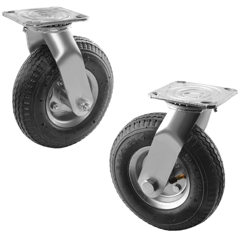 RRQ (2 Pack) 8 Inch Caster Wheels, Pneumatic Swivel Caster Wheels